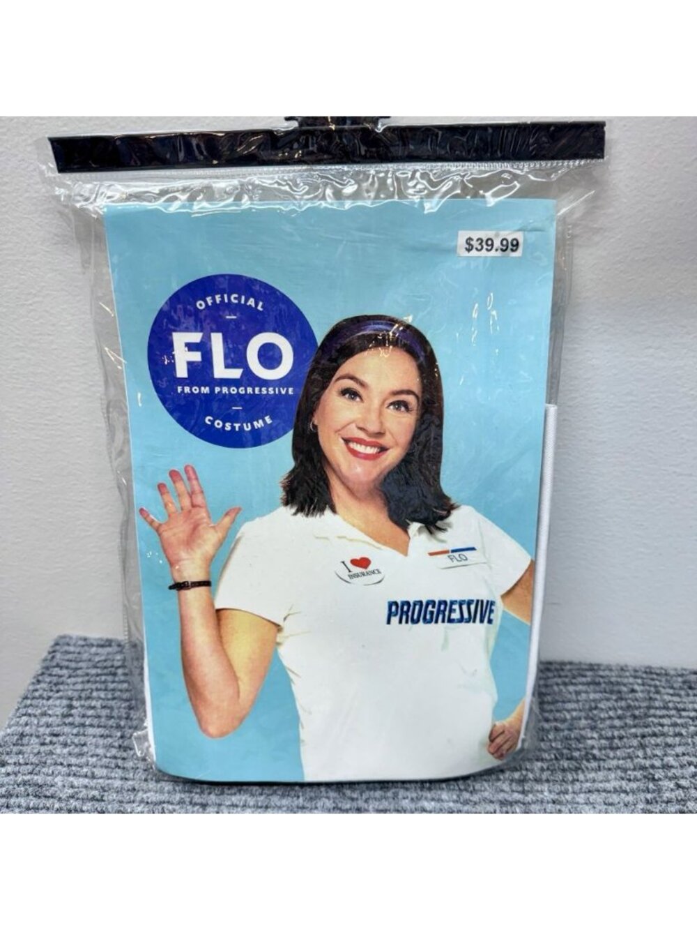 Official FLO from Progressive Costume Adult Complete Wig Apron Headband Name Tag